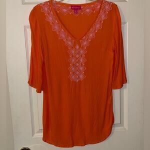 Lilly Pulitzer for Target Orange V Neck Lightweight Breathable Tunic size Small